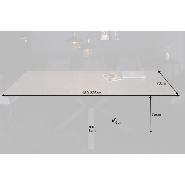 Rozkladací jedálenský stôl 41091 180/225x90cm Betón keramika Rozkladací jedálenský stôl 41091 180/225x90cm Betón keramika