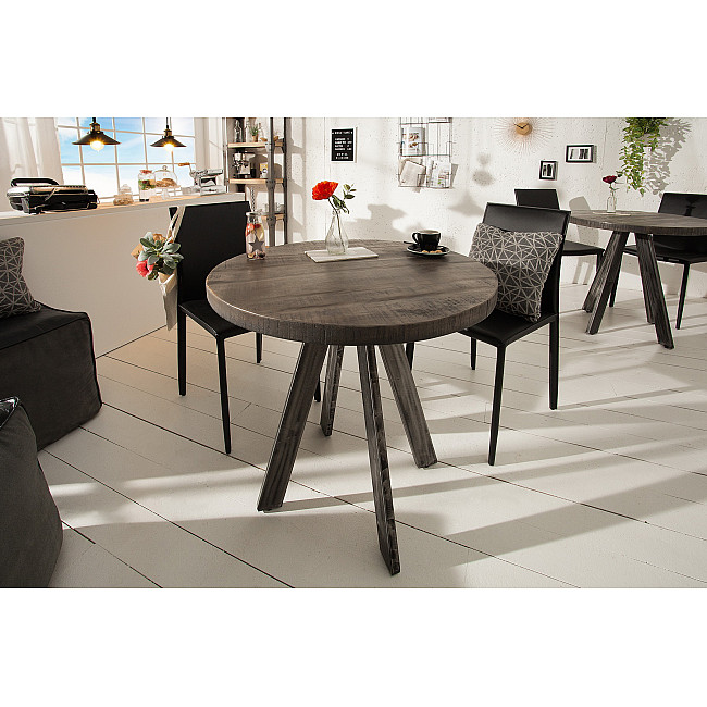 Jedálenský stôl 39368 Ø80cm Drevo Mango šedé Jedálenský stôl 39368 Ø80cm Drevo Mango šedé
