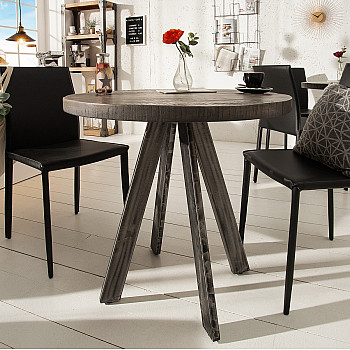 Jedálenský stôl 39368  Ø80cm Drevo Mango šedé Jedálenský stôl 39368  Ø80cm Drevo Mango šedé