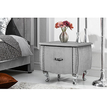 Nočný stolík 39357 Zamat Strieborno šedý