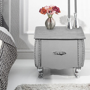 Nočný stolík 39357 Zamat Strieborno šedý