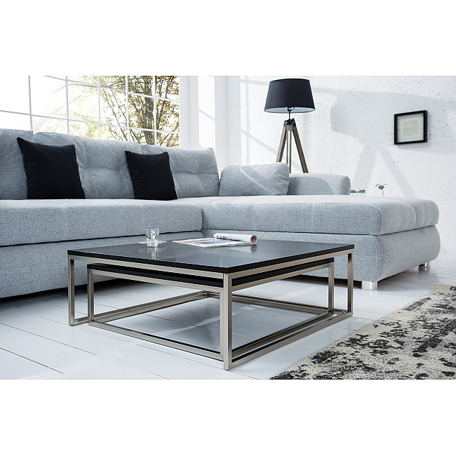 Konferenčný stôl 37118 75x75cm 2-Set Čierny Konferenčný stôl 37118 75x75cm 2-Set Čierny