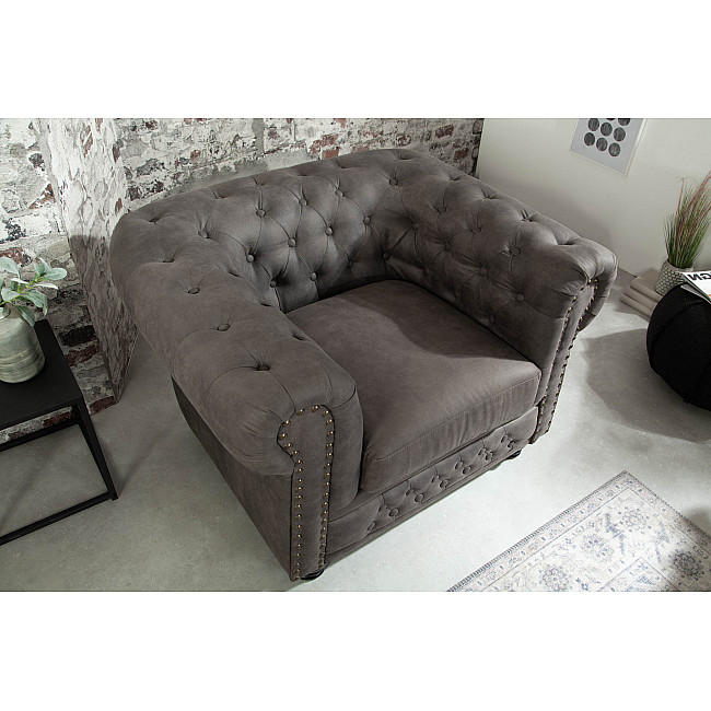 Kreslo 40519 Chesterfield Vintage Šedá Taupe Kreslo 40519 Chesterfield Vintage Šedá Taupe