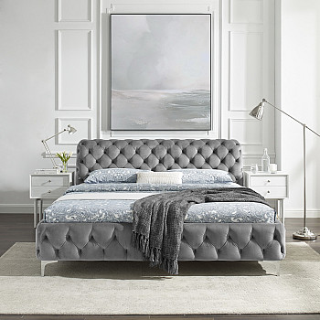 Posteľ 41439 180x200cm Modern Barock Zamat Šedá Posteľ 41439 180x200cm Modern Barock Zamat Šedá