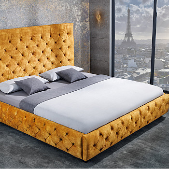 Posteľ 41641 180x200cm Zamat Žltá