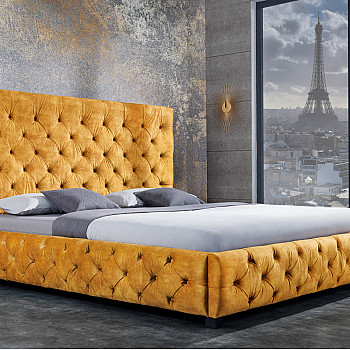 Posteľ 41641 180x200cm Zamat Žltá Posteľ 41641 180x200cm Zamat Žltá