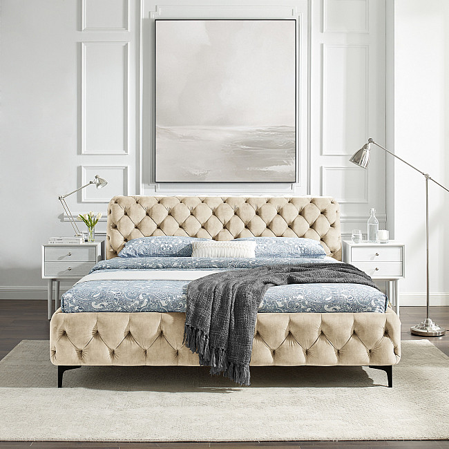 Posteľ 43256 180x200cm Modern Barock Zamat Champagner