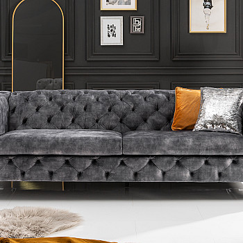 Sedacia súprava 41134 240cm Modern Barock - Zamat Šedá Sedacia súprava 41134 240cm Modern Barock - Zamat Šedá