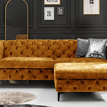 Sedacia súprava 41298 235cm Modern Barock Zamat Žltá Sedacia súprava 41298 235cm Modern Barock Zamat Žltá