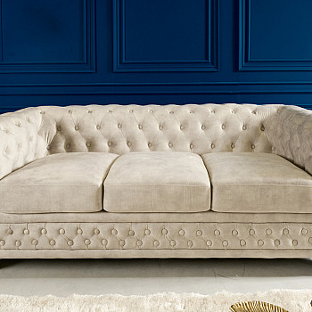 Sedacia súprava 42310 Chesterfield 3-sedenie Zamat Champagner Sedacia súprava 42310 Chesterfield 3-sedenie Zamat Champagner