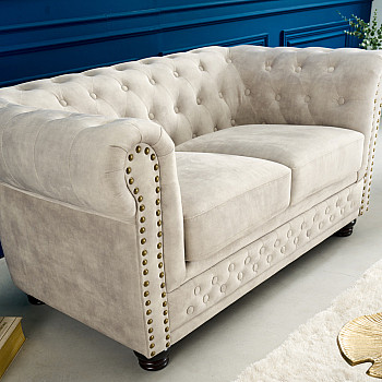 Sedacia súprava 42311 Chesterfield 2-sedenie Zamat Champagner