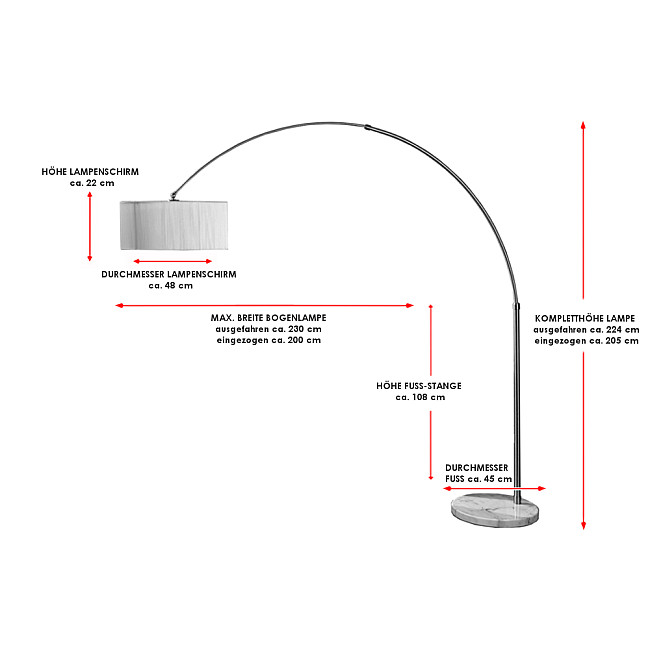 Stojaca lampa 20140 Oblúková Biela Stojaca lampa 20140 Oblúková Biela