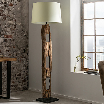 Stojaca lampa 41046 Barracuda 177cm Bežová Drevo Acacia
