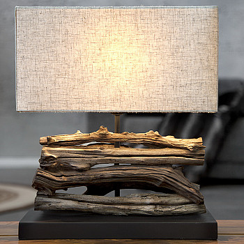 Stolová lampa 19477 Masív drevo/Bežová