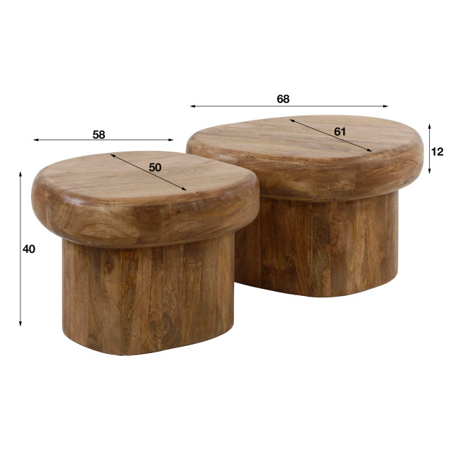 Konferenčný stôl 27-34 Sleek Ø68cm 2-set Drevo Mango Konferenčný stôl 27-34 Sleek Ø68cm 2-set Drevo Mango