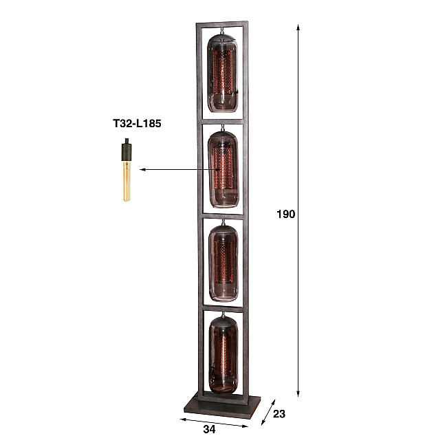 Stojaca lampa 78-38 4L Tower Smoked Glass Stojaca lampa 78-38 4L Tower Smoked Glass
