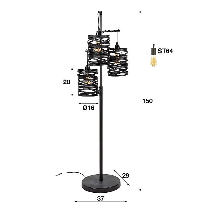 Stojaca lampa 82-93 3L Spindle Stojaca lampa 82-93 3L Spindle