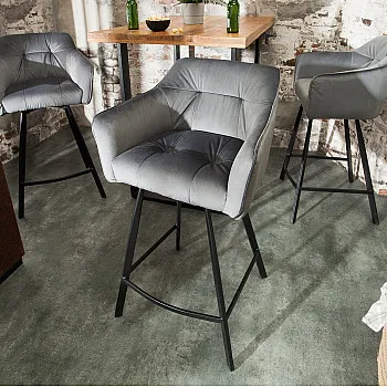 Barová stolička 39079 Loft Zamat Strieborno šedá