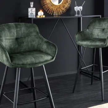 Barová stolička Euphoria 43688 Zamat - Tmavozelená