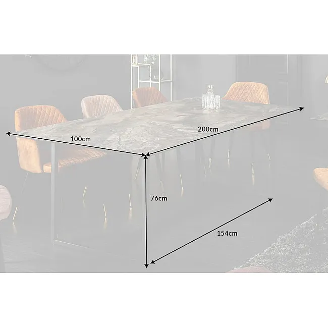 Jedálenský stôl 40668 200 x 100cm Marble Look Taupe Ceramik