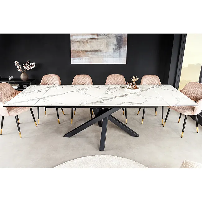 Rozkladací jedálenský stôl Marvelous 43842 180/220/260x90cm Ceramik white marble