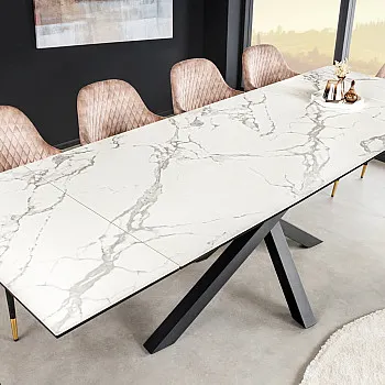 Rozkladací jedálenský stôl Marvelous 43842 180/220/260x90cm Ceramik white marble