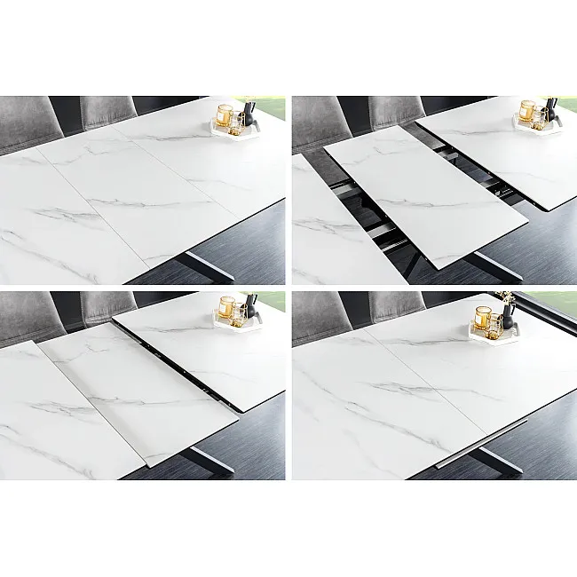 Rozkladací jedálenský stôl Alpine 43844 160/200x90cm Ceramik White marble