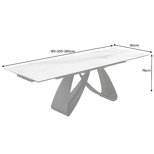 Rozkladací jedálenský stôl Infinity 45180 180/220/260 x 90cm White Ceramik