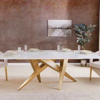 Jedálenský stôl Art Living 46202 200x100cm Biely Mramor Ceramic