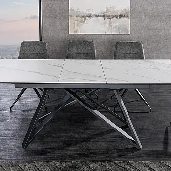Rozkladací jedálenský stôl Atlas 46497 160/200x90cm Ceramik white marble