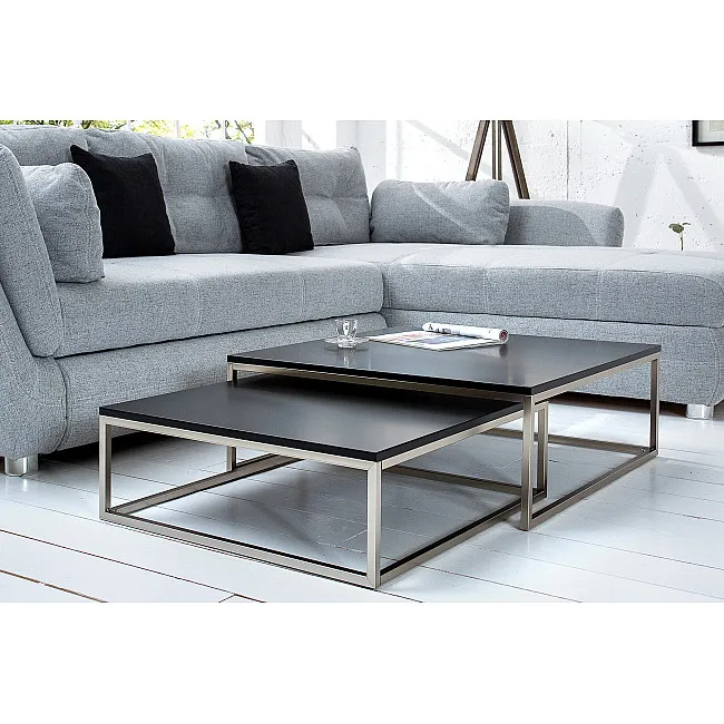 Konferenčný stôl 37118 75x75cm 2-Set Čierny Konferenčný stôl 37118 75x75cm 2-Set Čierny