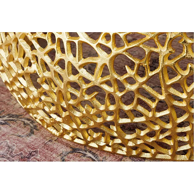 Konferenčný stôl Leaf 43228 Ø75cm Aluminium Gold + Drevo Acacia