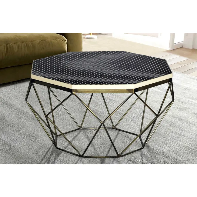 Konferenčný stôl Diamond 45215 Ø70cm Mosadz