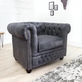 Kreslo 37389 Chesterfield Antik šedá