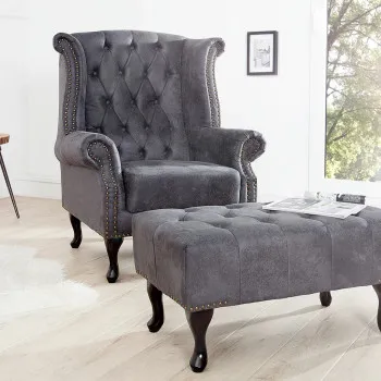 Kreslo 37473 Chesterfield Antik šedá
