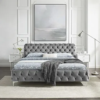 Posteľ 41439 180x200cm Modern Barock Zamat Šedá Posteľ 41439 180x200cm Modern Barock Zamat Šedá