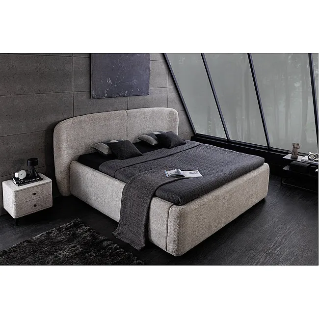 Posteľ 45332 Art Deco 180x200cm Bouclé Sivá + úložný prestor