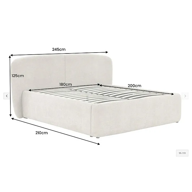 Posteľ 45332 Art Deco 180x200cm Bouclé Sivá + úložný prestor