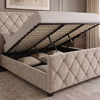 Posteľ 45920 Elysium 180x200cm Zamat Champagne + úložný prestor