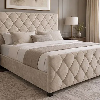 Posteľ 45920 Elysium 180x200cm Zamat Champagne + úložný prestor