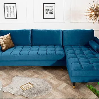 Rohová sedacia súprava 39847 Cozy - Zamat tmavo modrá Rohová sedacia súprava 39847 Cozy - Zamat tmavo modrá