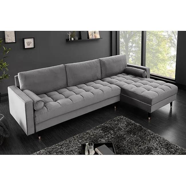 Rohová sedacia súprava 40273 Cozy - Zamat Šedá Rohová sedacia súprava 40273 Cozy - Zamat Šedá