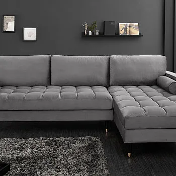 Rohová sedacia súprava 40273 Cozy - Zamat Šedá Rohová sedacia súprava 40273 Cozy - Zamat Šedá