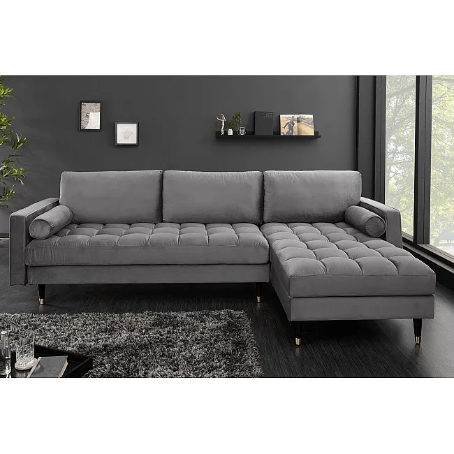 Rohová sedacia súprava 40273 Cozy - Zamat Šedá Rohová sedacia súprava 40273 Cozy - Zamat Šedá