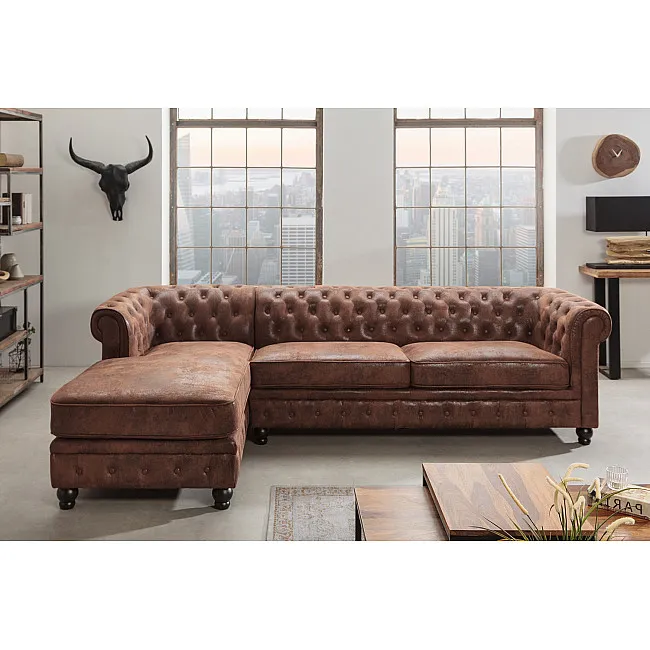 Rohová sedacia súprava 40611 Chesterfield - Antik Hnedá