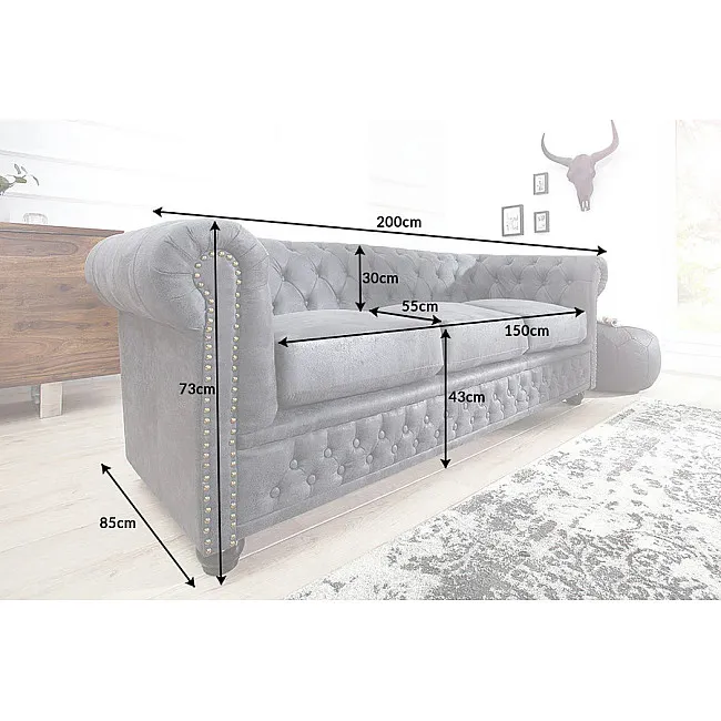 Sedacia súprava 37391 Chesterfield 3-sedenie Antik šedá