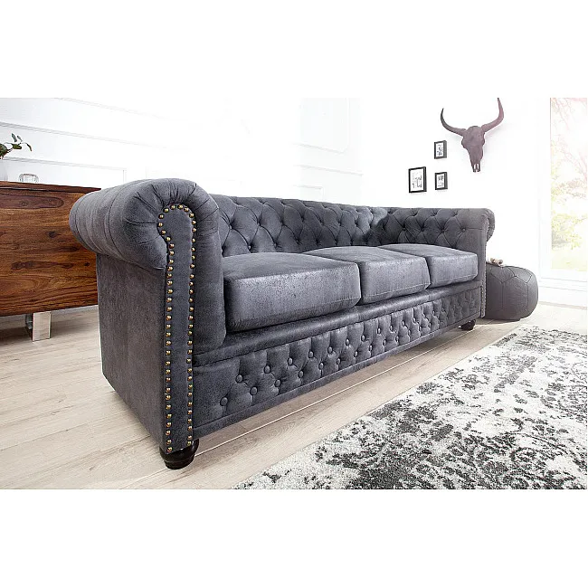 Sedacia súprava 37391 Chesterfield 3-sedenie Antik šedá