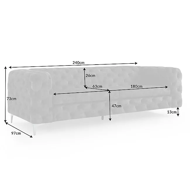 Sedacia súprava 41134 240cm Modern Barock - Zamat Šedá Sedacia súprava 41134 240cm Modern Barock - Zamat Šedá