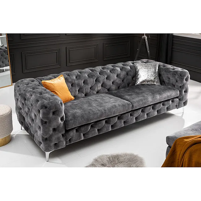 Sedacia súprava 41134 240cm Modern Barock - Zamat Šedá Sedacia súprava 41134 240cm Modern Barock - Zamat Šedá