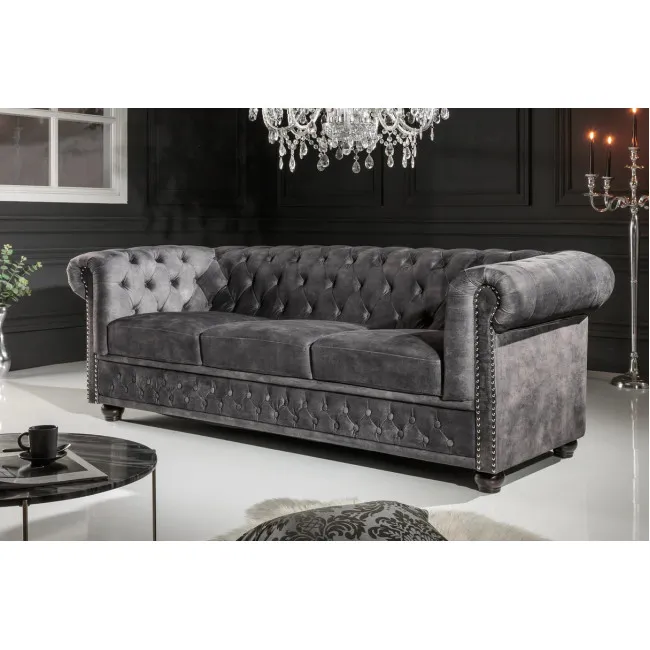 Sedacia súprava 41215 Chesterfield 3-sedenie Zamat Šedá